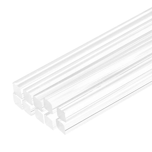 MECCANIXITY 10pcs Acrylic Square Rods 1/4" x 12" Clear Acrylic Dowel Rods by MECCANIXITY
