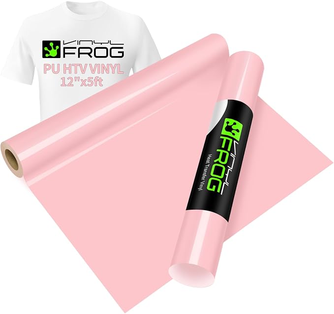 VINYL FROG Pastel Pink Heat Transfer Vinyl Roll 12" x5ft Matte HTV Vinyl | by VINYLFROG