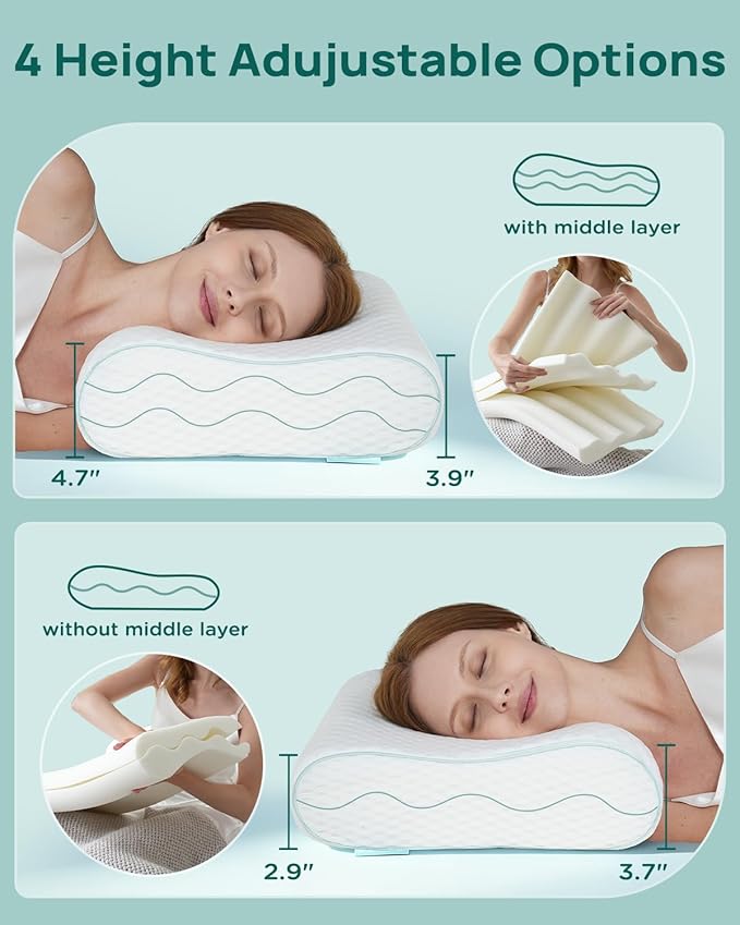 Releep Cervical Neck Pillow, Side Sleeper Pillow - Image 2