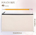 40 PCs Blank canvas Zipper Pouch, Makeup Bags Bulk Pencil Pouch - Image 2