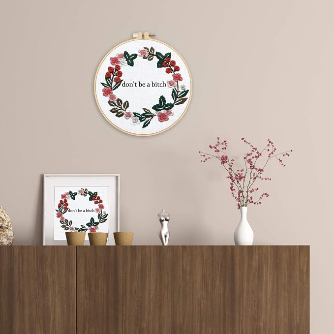 Louise Maelys Cross Stitch Kit Full Range DIY Floral Wreath - Image 5