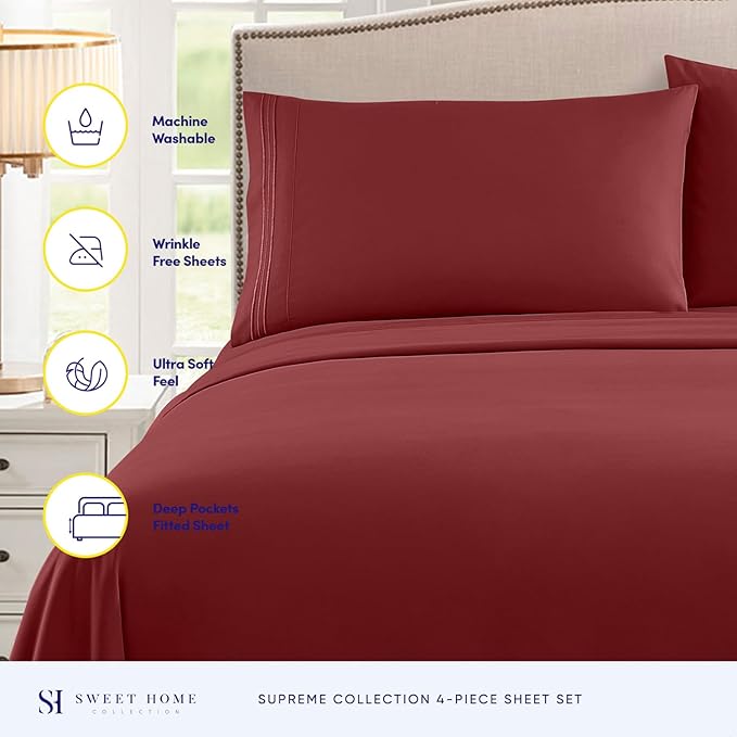 Twin Sheets - Breathable Luxury Sheets - 1800 Supreme Collection Extra Soft - Image 2