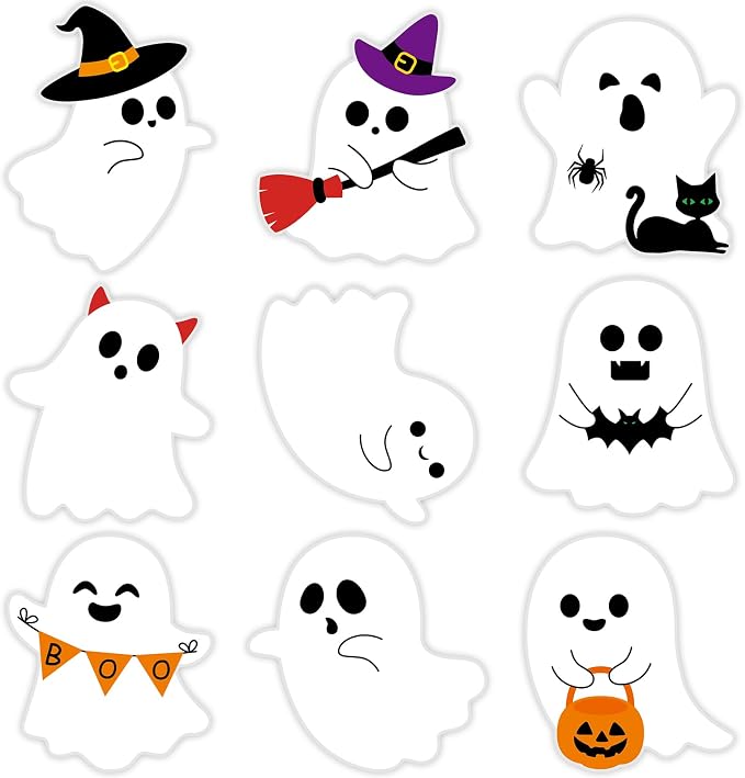 54Pcs Halloween Ghost Cutouts, Classroom Halloween Bulletin Board Decorations by PAIVSUN