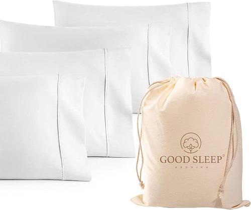 1000 TC White King Pillowcases Set of 4 100% Egyptian Cotton Pillow Cases by GoodSleepBedding