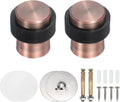 PATIKIL 2Set Round Door Stoppers, 46mm Stainless Steel Door Stop Doorstop Wedge Metal Cylinder Self Adhesive with Screw for Bottom of Door Floor Inside, Copper Tone