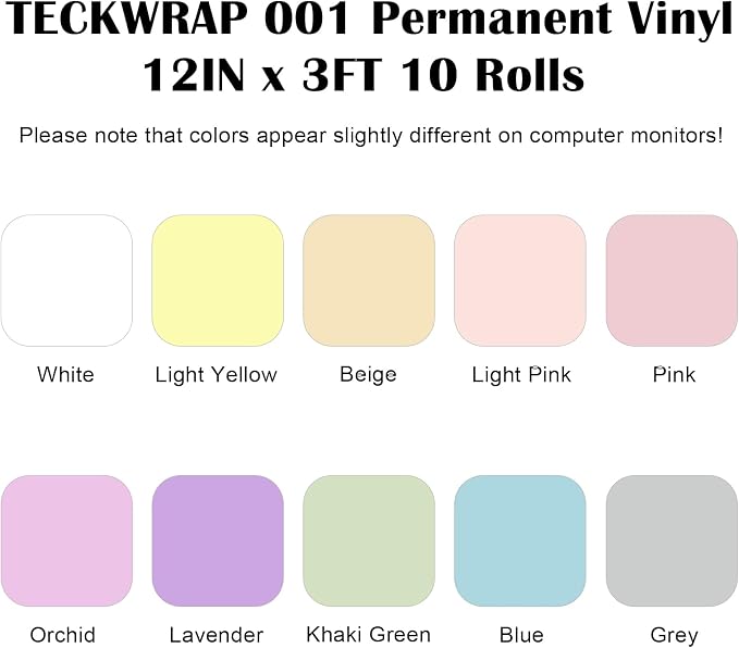 TECKWRAP 001 Matte Pastel Permanent Vinyl, 10 Boho Vinyl Adhesive Indoor & - Image 2