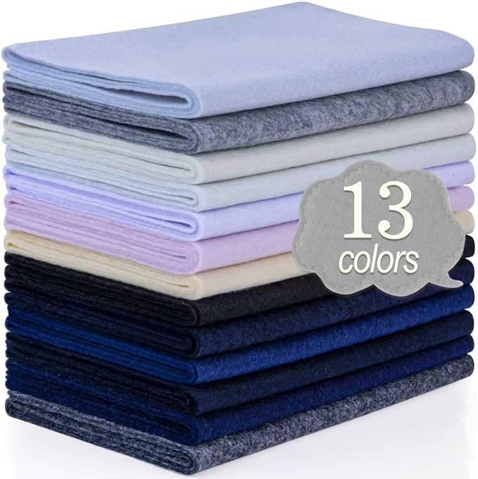 XSEINO 13 Rolls 8"x35" 1.4mm Thick Soft Felt Fabric Sheet 13 Assorted Black - Image 8