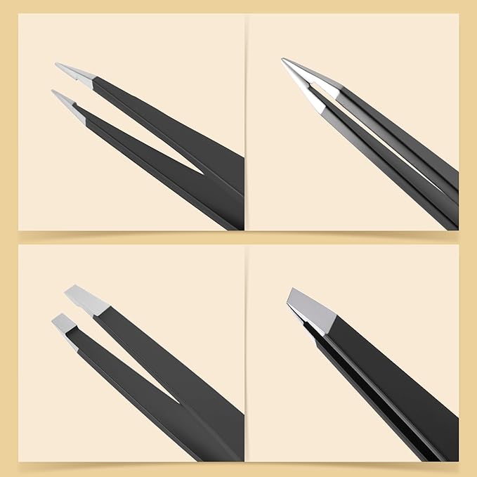 4-Pack Tweezers for Eyebrows Facial Hair, Ingrown Hair Removal, Tweezer Set - Image 5