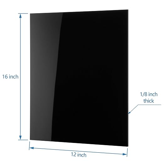 KAITELA Black Acrylic Sheet 12" x 16" Cast Plexiglass Panel 1/8" Thick Plastic - Image 3