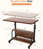 QZMDSM Portable Rolling Desk on Wheels Adjustable Height Desks - Image 3