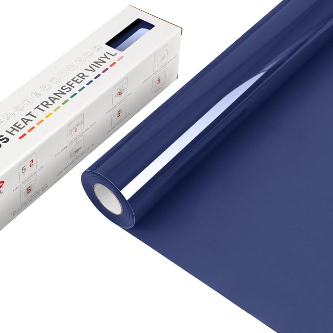 VinylRus Heat Transfer Vinyl-12” x 15FT Navy Blue Iron on Vinyl Roll by VinylRus