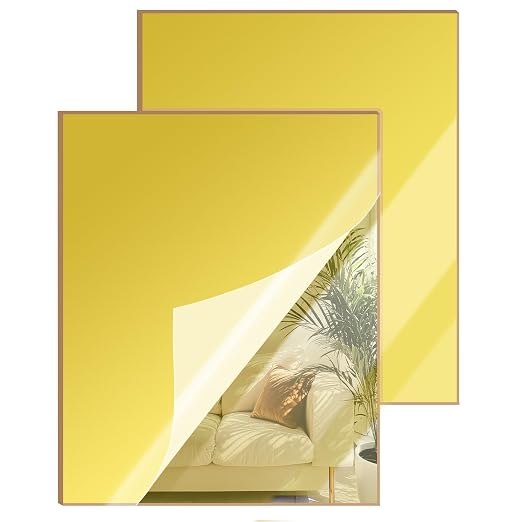12x16 Inches Gold Mirror Acrylic Sheet – 2 Pcs Reflective Acrylic Panel by SAKRNIC