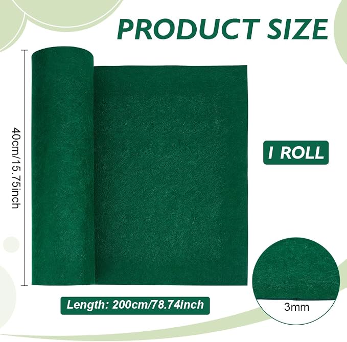 BENECREAT 78.7x15.7inch Felt Roll, 3mm Thick Nonwoven Felt Roll - Image 2