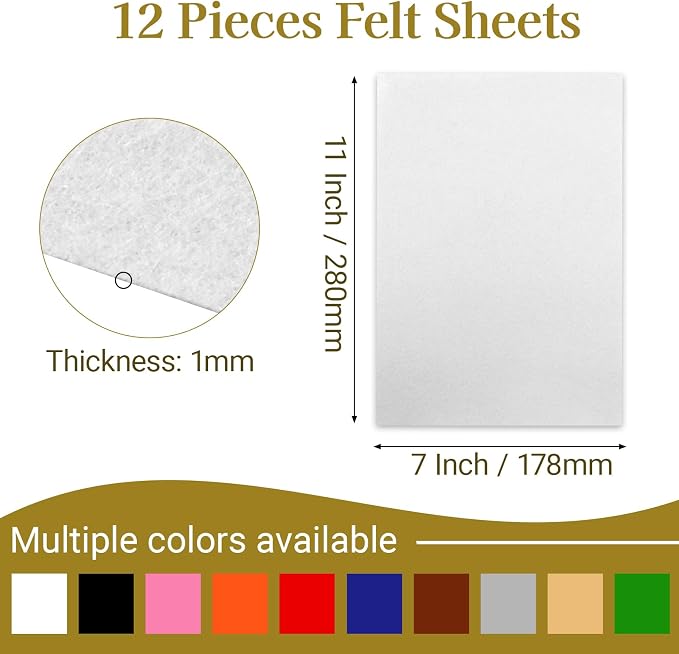 12 Pcs Felt Sheets, 7x11 Inch Stiff Felt - Image 2