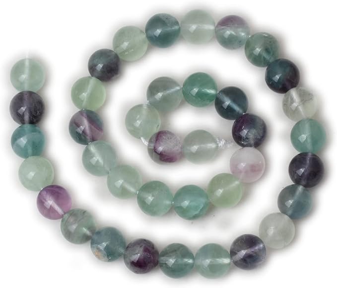 35PCS 10mm Natural Colorful Fluorite Gemstone Round Loose Beads - Image 2