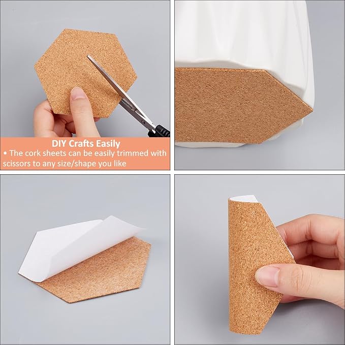 50Pcs Self Adhesive Cork Board Backings Cork Coaster Bottoms 4 Inch Hexagon - Image 6