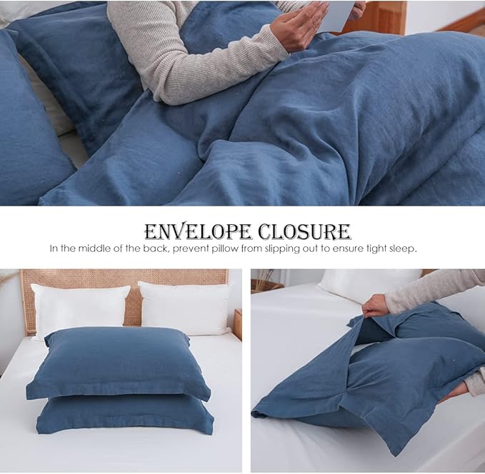 Simple&Opulence 100% Linen Duvet Cover Set 2pcs Basic Style Natural French - Image 4