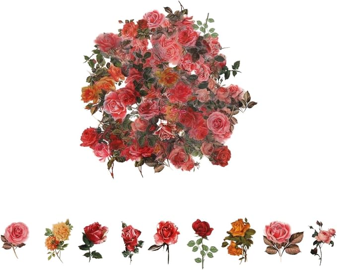 100Pcs Small Rose Stickers Vintage - Image 4