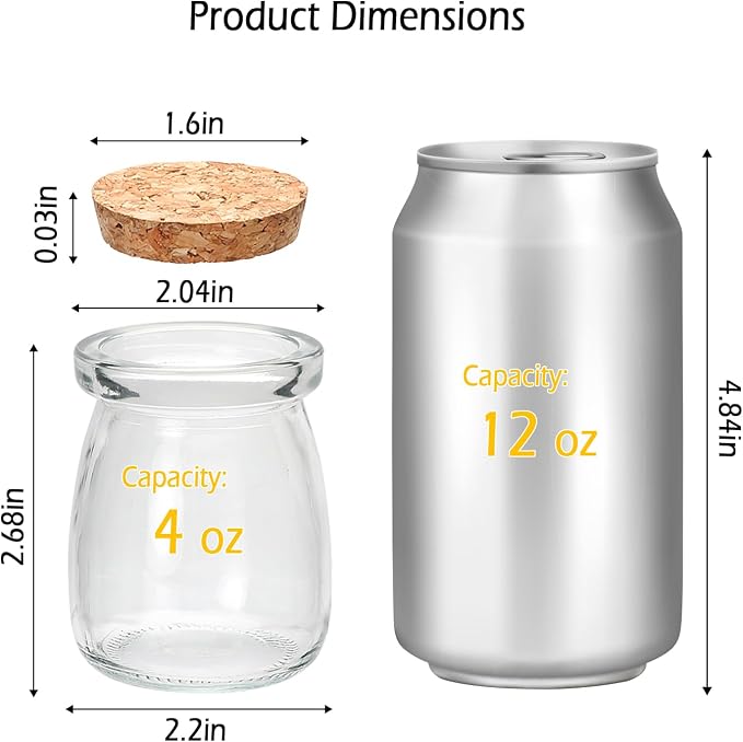 3.4 oz Small Glass Jar with Cork Lids, Pudding Yogurt Jar - Image 2