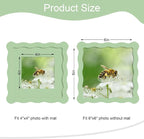 6x6 Picture Frame with Mat for 4x4, Wavy Edge Wooden Real Glass Photo Frame for - Image 3