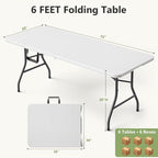 Folding Table 6 Pack, 6 FT Foldable Plastic Table - Image 3