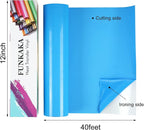 FUNKAKA Lake Blue Heat Transfer Vinyl Rolls, Adhesive Glossy HTV Vinyl - Image 2