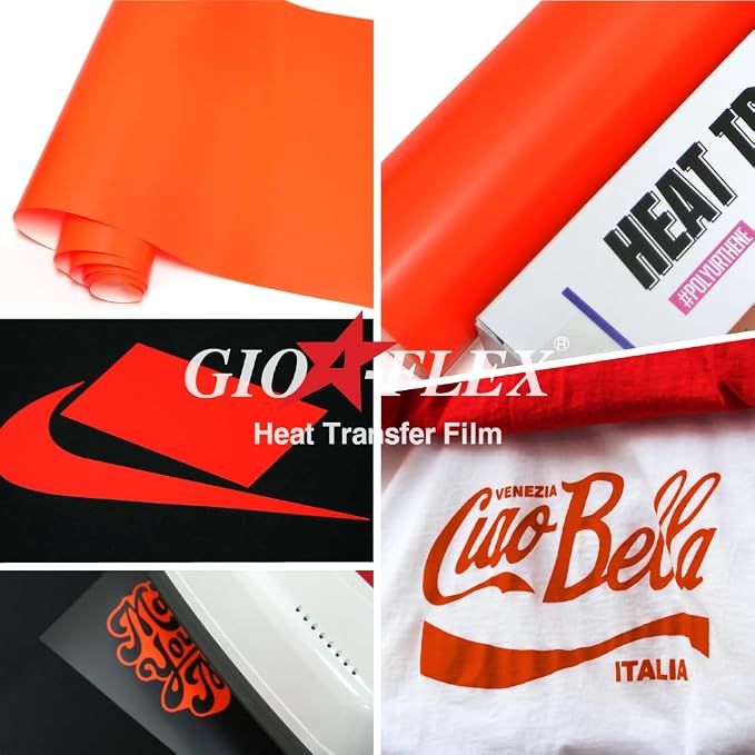 PU Heat Transfer Vinyl 12"×20ft Roll Neon Orange – HTV - Image 4