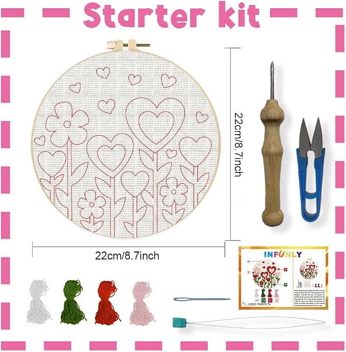 INFUNLY Heart Flower Punch Needle Kit - Image 4