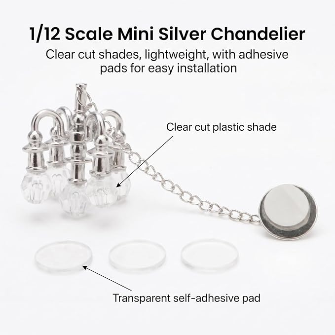 Dollhouse Miniature Chandelier 1:12 Scale Chrystaline Chandelier Pendant 5 Head - Image 3
