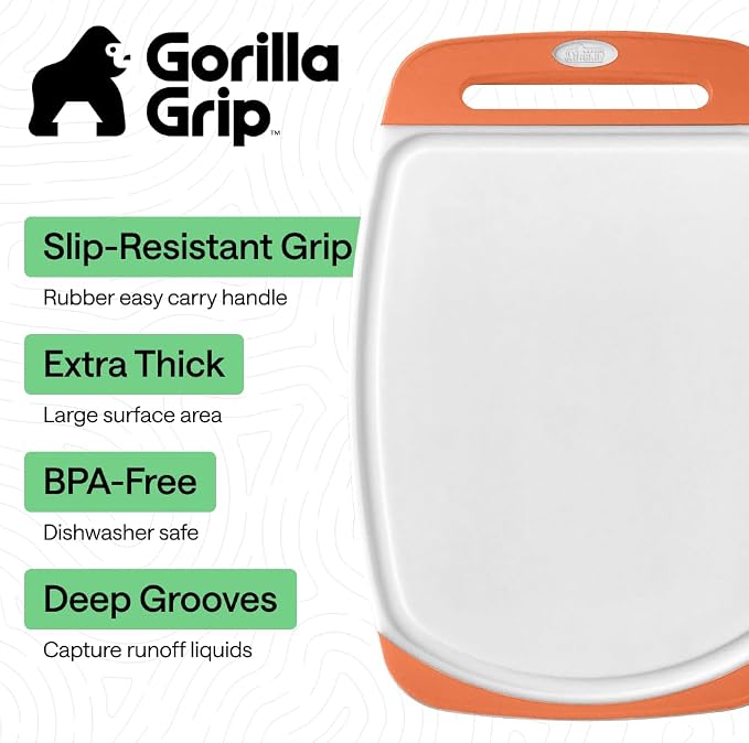 GORILLA GRIP BPA-Free Reversible Kitchen Cutting Board Set of 3 US Designed - Image 2