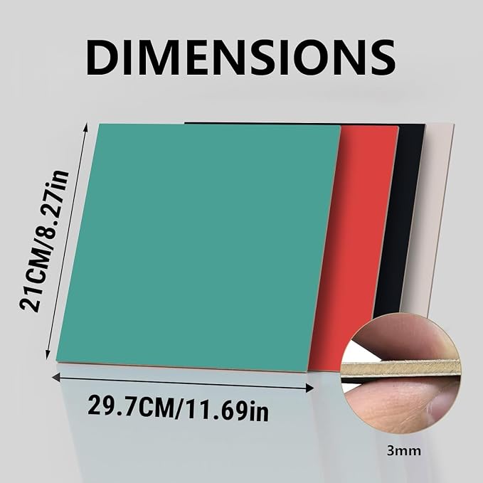 4 Pack Double-Sided Pre-Painted Colored Plywood Sheets, 11.7"x8.27"x1/8" - Image 2