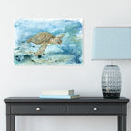 Sea Turtle Bathroom Wall Decor Modern Ocean Theme Nautical Painting Watercolor - Image 7