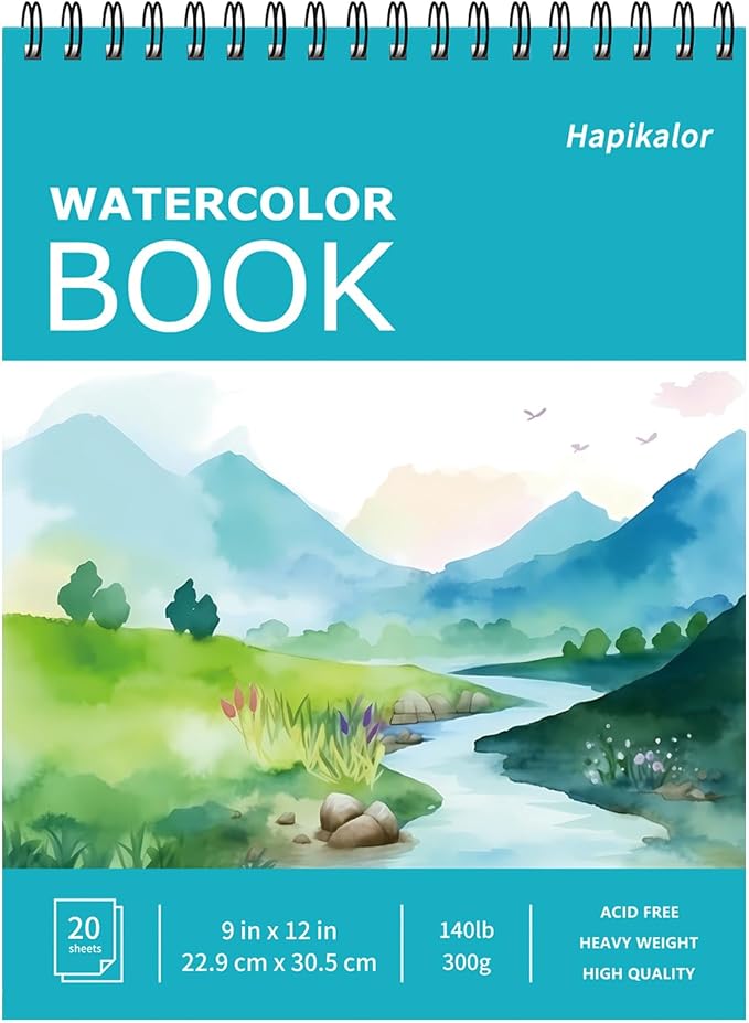 Hapikalor 9"x12" Watercolor Sketchbook, Water Color Paper, 140lb/300gsm by Hapikalor