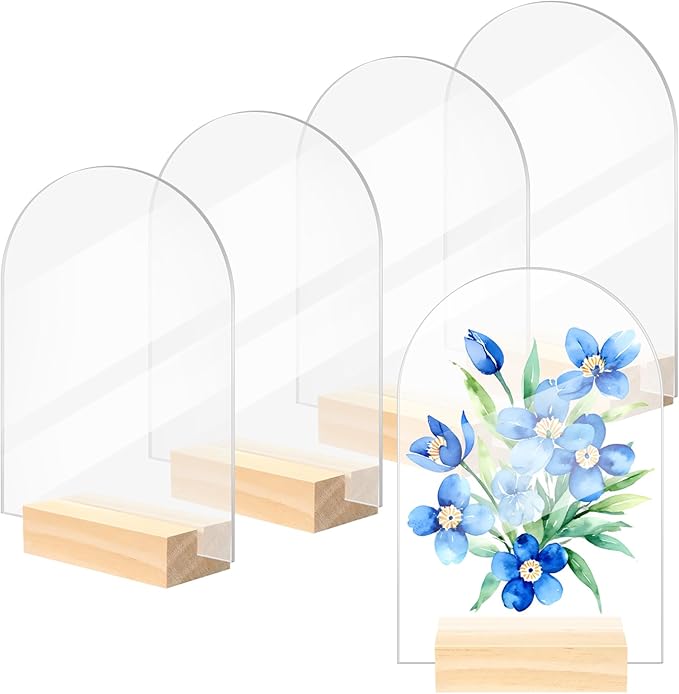 Bercoor 5 Pack 4x6 Inch Blank Clear Arch Acrylic Sign by Bercoor