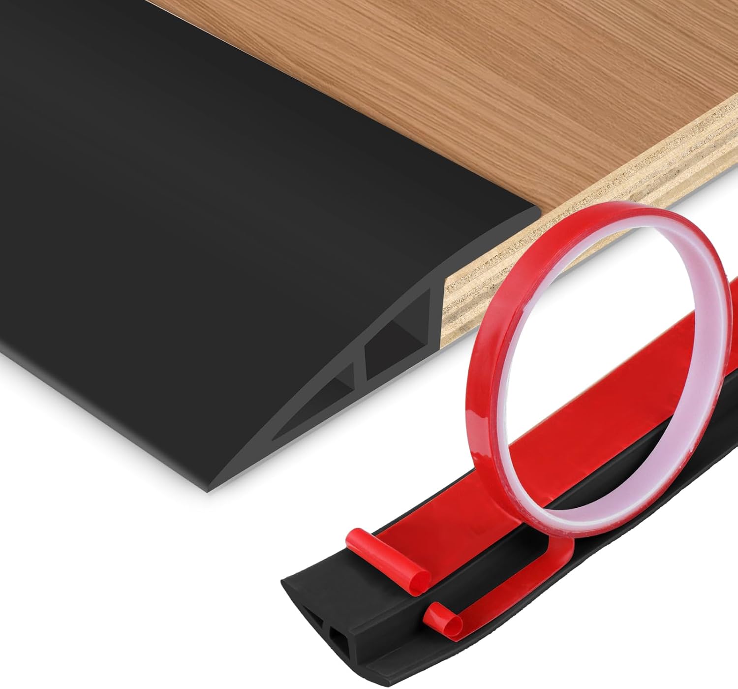 Floor Transition Strip Vinyl Door Threshold Ramp Self Adhesive Carpet Edging Strip Doorway Edge Trim, Overlap Edge Reducer for Laminate Carpet, Floor, Tile (Black, 2/5" to 3/5", 10Ft)