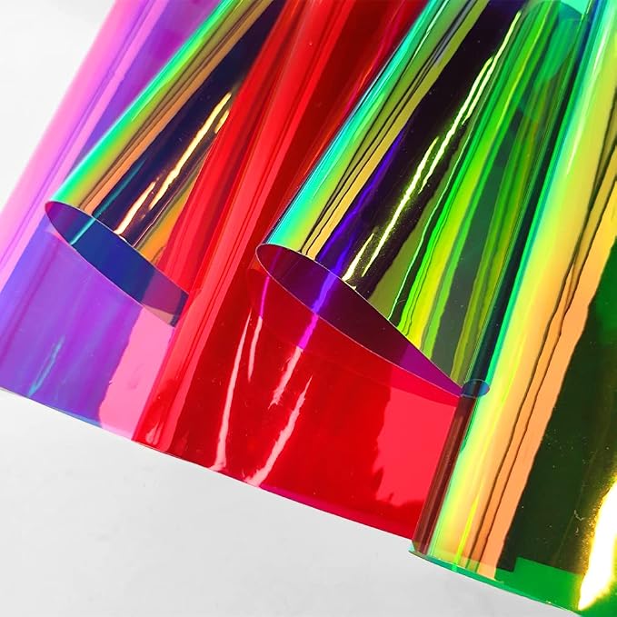 10 Pieces A4 Holographic Clear PVC Fabric Iridescent Transparent Vinyl Mirrored - Image 4