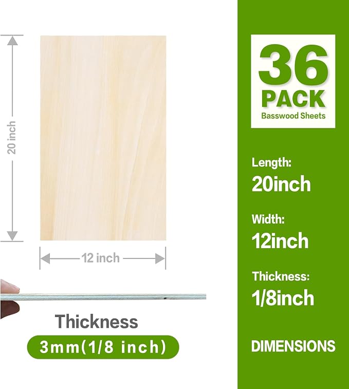 Basswood Sheets 20"x12"x1/8", 3mm Basswood - Image 4
