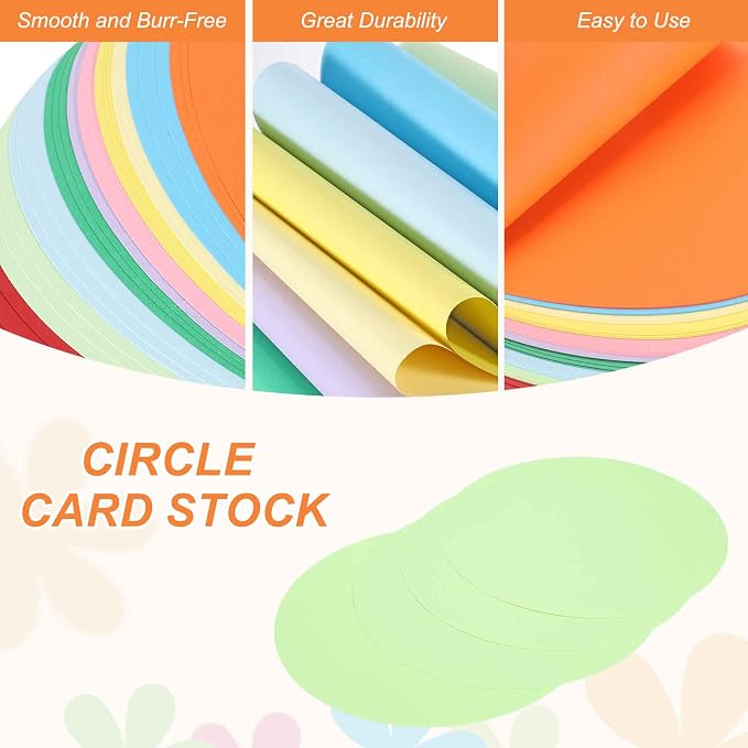 MECCANIXITY 24 Pcs Circle Card Stock, 8.3 Inch Round Cutouts Paper Thick - Image 3