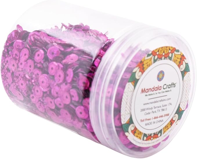Mandala Crafts 6mm Cup Holographic Neon Pink Sequins - Image 4