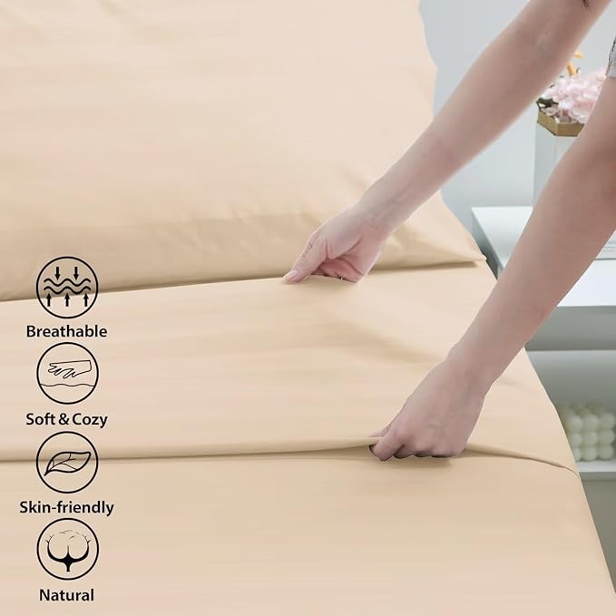 2-Pack Cotton Queen Flat Sheet Only, 600 Thread Count 100% Egyptian Cotton Top - Image 3