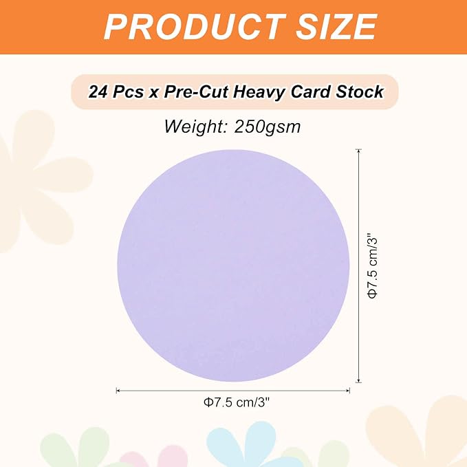 MECCANIXITY 24 Pcs Circle Card Stock, 3 Inch Round Cutouts Paper Thick - Image 2
