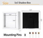 White 5x5 Shadow Box Display Frame, Premium Linen Backboard and Included - Image 3