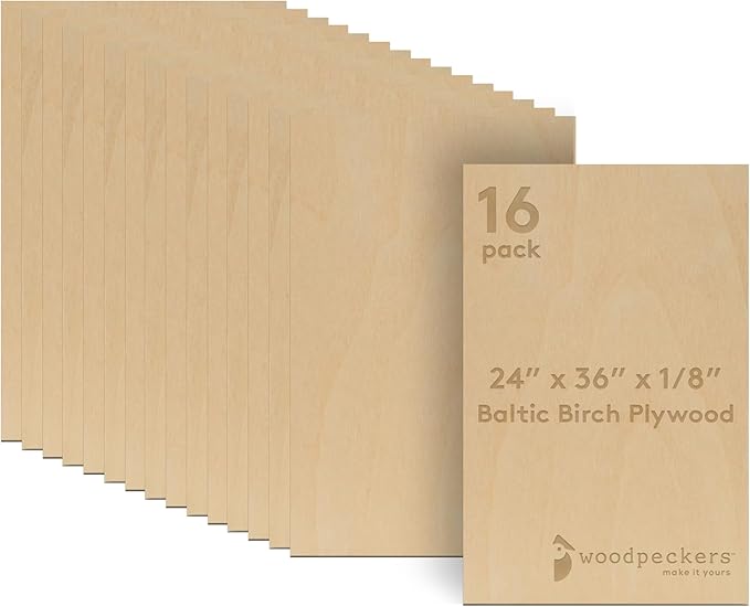 Baltic Birch Plywood 24 x 36 x 1/8 Inch - 3 mm Craft Wood by Woodpeckers