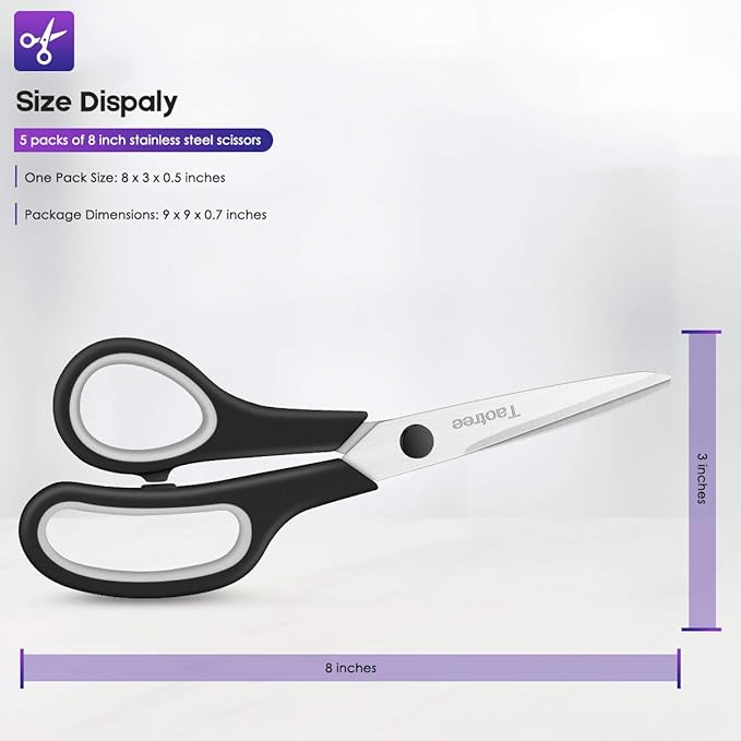Scissors Bulk Set of 60-Pack, Taotree 8"Scissors All Purpose Heavy Duty | Sharp - Image 5