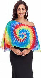 Women Chiffon Shawl Cape Colorful Summer Poncho Tops Beach Dress Cover up - Image 2
