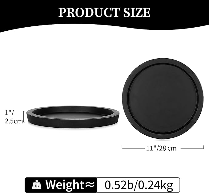 Hanobe Wooden Tray for Coffee Table: Candle Holder Plate Black Round Decorative - Image 6