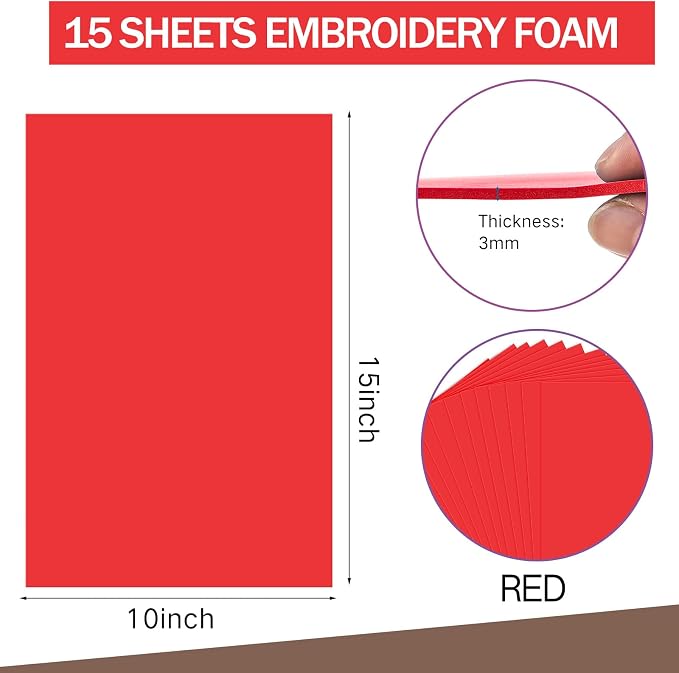 Innconee 15 Pcs Embroidery Foam 3mm Thick 10 x 15 Inch 3D Puffy EVA Foam Sheets - Image 2