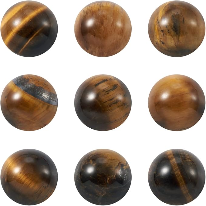 FASHEWELRY 50Pcs Natural Tiger Eye Cabochons Flat Back Gemstone Cabochons Half by FASHEWELRY