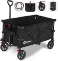 Sekey 220L Collapsible Foldable Wagon with 330lbs Weight Capacity, Heavy Duty Folding Wagon Cart with Big All-Terrain Wheels & Drink Holders (Black)