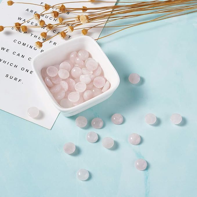 FASHEWELRY 50Pcs Natural Rose Quartz Cabochons Flat Back Gemstone Cabochons - Image 4